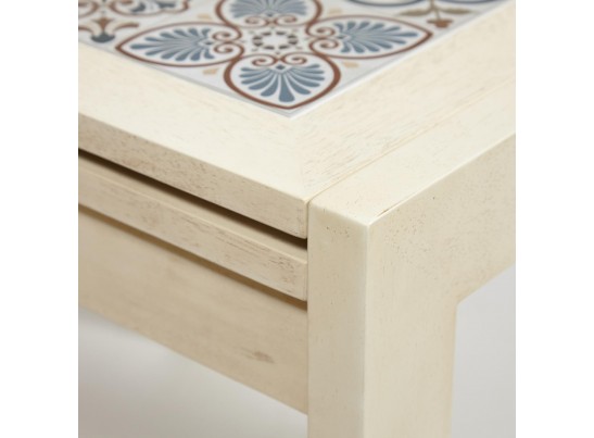 Cтол раскладной с плиткой CT 3030 Kasablanca (дерево гевея/античный белый)