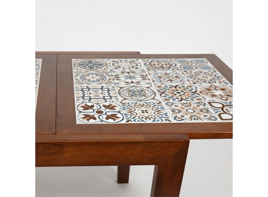 Cтол раскладной с плиткой CT 3030 Kasablanca (дерево гевея/Тёмный Дуб)