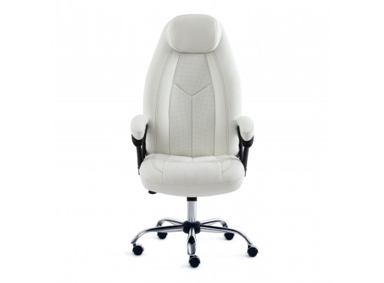 Кресло BOSS хром (кожзам/белый) в Ростове-на-Дону