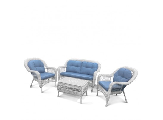 Плетеный комплект для отдыха из искусственного ротанга LV520 White/Blue в Ростове-на-Дону Плетеный комплект для отдыха из искусственного ротанга LV520 White/Blue в Ростове-на-Дону