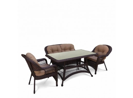 Комплект плетеной мебели T130/LV-520BB-Brown_Beige в Ростове-на-Дону Комплект плетеной мебели T130/LV-520BB-Brown_Beige в Ростове-на-Дону