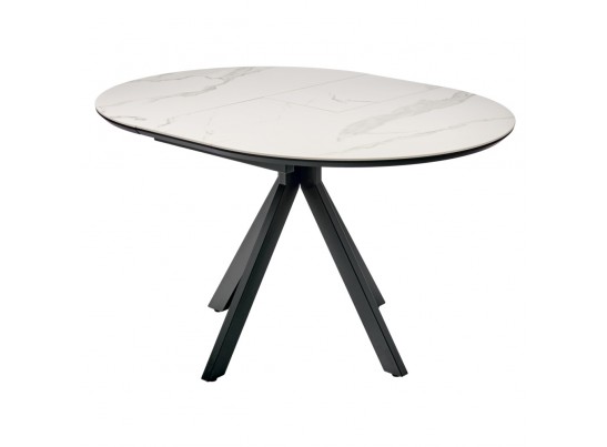 Стол Rudolf круглый раскладной 100-130x100x75см, светлый керамогранит, черный в Ростове-на-Дону