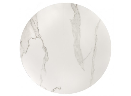 Стол Rudolf круглый раскладной 100-130x100x75см, светлый керамогранит, черный в Ростове-на-Дону