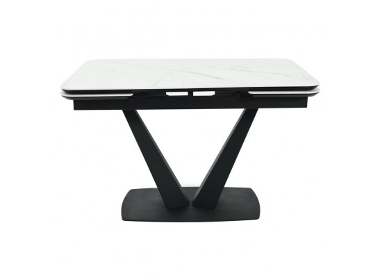 Стол Vito раскладной 120-184x80x75см, керамогранит белый мрамор, чёрный в Ростове-на-Дону