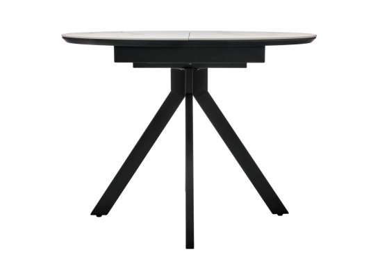 Стол Rudolf круглый раскладной 100-130x100x75см, светлый керамогранит, черный в Ростове-на-Дону