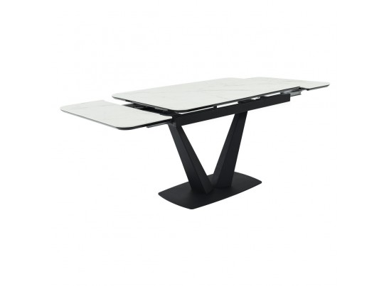 Стол Vito раскладной 120-184x80x75см, керамогранит белый мрамор, чёрный в Ростове-на-Дону
