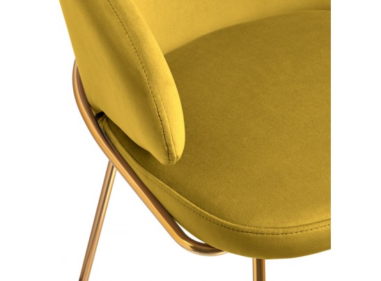 Стул-полукресло Emil горчичный с золотыми ножками в Ростове-на-Дону