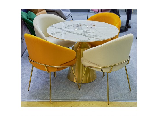 Стул-полукресло Emil горчичный с золотыми ножками в Ростове-на-Дону