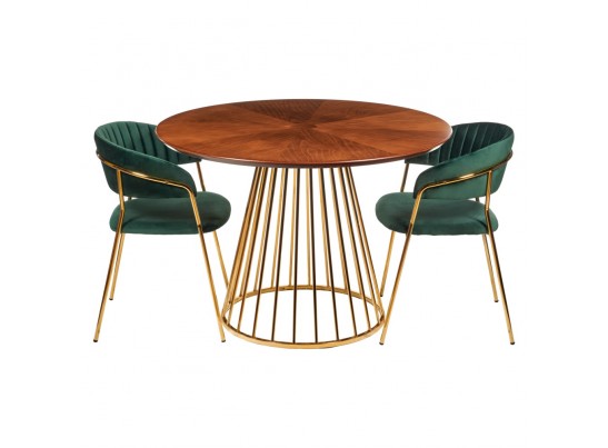 Стол Liverpool диам.110см, шпон орех "солнышко" с золотистыми ножками в Ростове-на-Дону