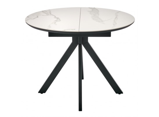 Стол Rudolf круглый раскладной 100-130x100x75см, светлый керамогранит, черный в Ростове-на-Дону