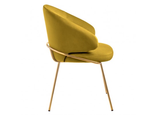 Стул-полукресло Emil горчичный с золотыми ножками в Ростове-на-Дону