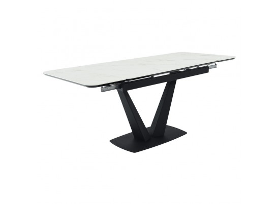Стол Vito раскладной 120-184x80x75см, керамогранит белый мрамор, чёрный в Ростове-на-Дону