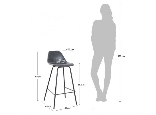 Стул полубарный City серый в Ростове-на-Дону