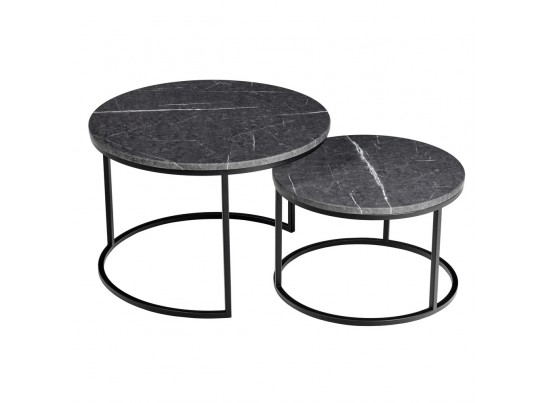 Набор кофейных столиков Tango серый мрамор с чёрными ножками, 2шт в Ростове-на-Дону