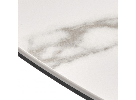 Стол Rudolf круглый раскладной 100-130x100x75см, светлый керамогранит, черный в Ростове-на-Дону