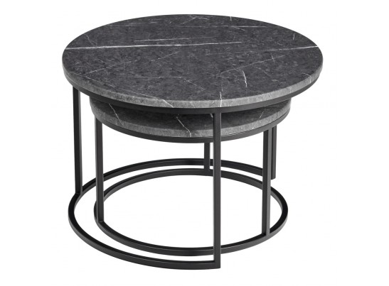 Набор кофейных столиков Tango серый мрамор с чёрными ножками, 2шт в Ростове-на-Дону