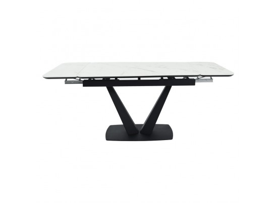 Стол Vito раскладной 120-184x80x75см, керамогранит белый мрамор, чёрный в Ростове-на-Дону