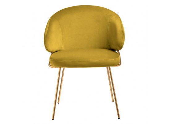Стул-полукресло Emil горчичный с золотыми ножками в Ростове-на-Дону