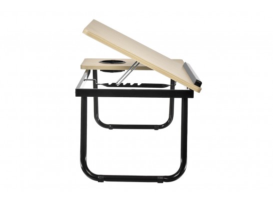 Стол складной с подъёмной крышкой и подстаканником «ВИТА», 55x32x25см, мдф, металл, св.дерево, черный в Ростове-на-Дону