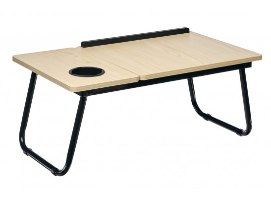 Стол складной с подъёмной крышкой и подстаканником «ВИТА», 55x32x25см, мдф, металл, св.дерево, черный в Ростове-на-Дону