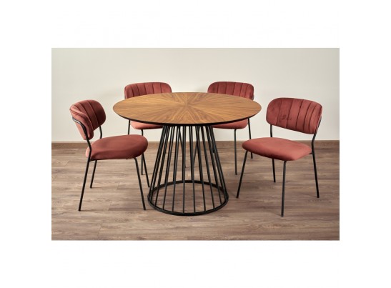 Стол Liverpool диам.110см, шпон орех лучевой набор, с чёрными ножками в Ростове-на-Дону