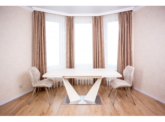 Стол раздвижной ASTRA 140-190x80х80см, керамогранит, сталь, айвори в Ростове-на-Дону