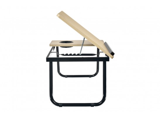 Стол складной с подъёмной крышкой и подстаканником «ВИТА», 55x32x25см, мдф, металл, св.дерево, черный в Ростове-на-Дону