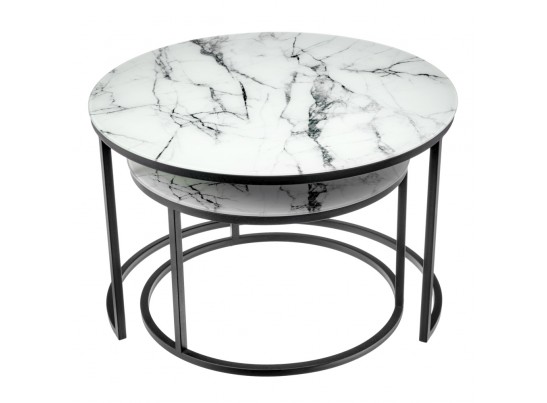 Набор кофейных столиков Tango белый мрамор с черными ножками в Ростове-на-Дону