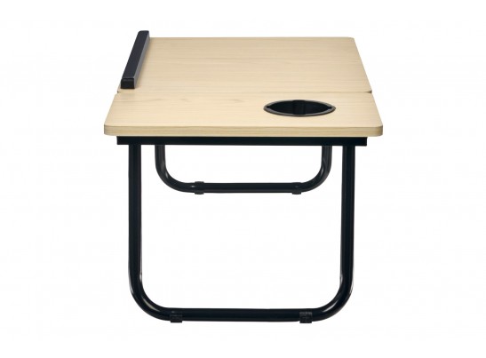 Стол складной с подъёмной крышкой и подстаканником «ВИТА», 55x32x25см, мдф, металл, св.дерево, черный в Ростове-на-Дону