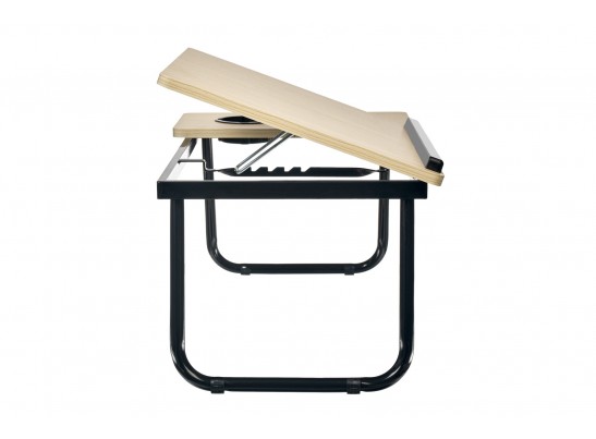 Стол складной с подъёмной крышкой и подстаканником «ВИТА», 55x32x25см, мдф, металл, св.дерево, черный в Ростове-на-Дону