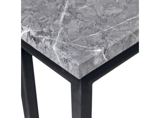 Придиванный столик Loft 35x35см, серый мрамор с чёрными ножками в Ростове-на-Дону