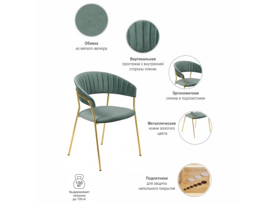 Комплект из 4-х стульев Turin мятный с золотыми ножками в Ростове-на-Дону