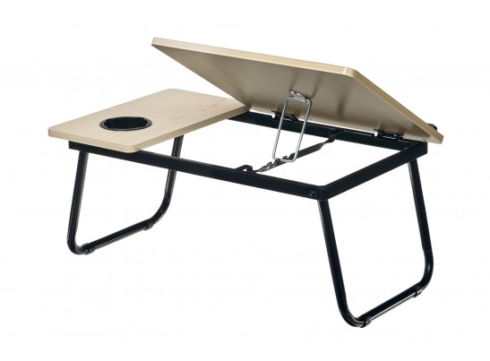 Стол складной с подъёмной крышкой и подстаканником «ВИТА», 55x32x25см, мдф, металл, св.дерево, черный в Ростове-на-Дону