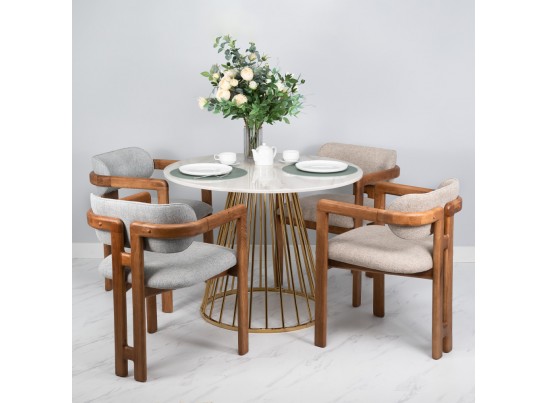 Стул Rich рогожка бежево-голубая с ножками цвета орех в Ростове-на-Дону