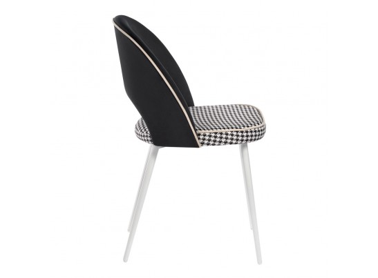 Стул Leo чёрный с жаккардом, с белыми ножками в Ростове-на-Дону