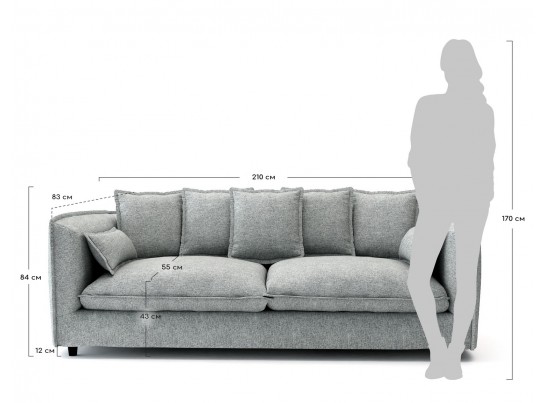 Диван Adam трехместный серый в Ростове-на-Дону