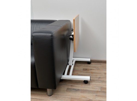 Стол многофункциональный на колёсах, 48x40 см, «РОЛЕТ», 1 ножка, регул.высота, мдф, металл, св. дерево, белый в Ростове-на-Дону