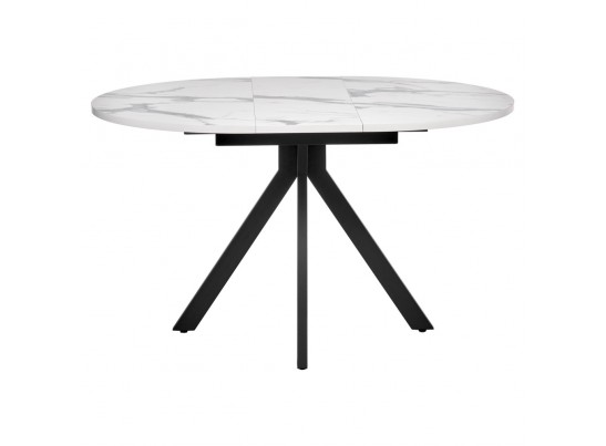 Стол Rudolf круглый раскладной 100-130x100x75см, белый мрамор, чёрный в Ростове-на-Дону