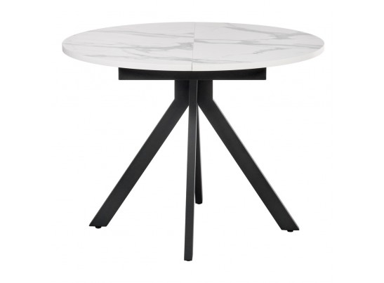 Стол Rudolf круглый раскладной 100-130x100x75см, белый мрамор, чёрный в Ростове-на-Дону