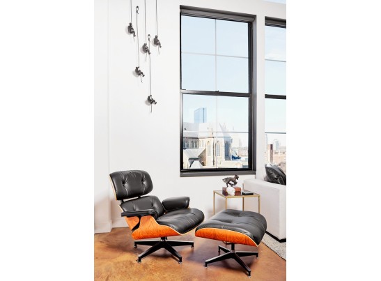 Кресло EAMES LOUNGE CHAIR и оттоманка EAMES LOUNGE CHAIR чёрные в Ростове-на-Дону