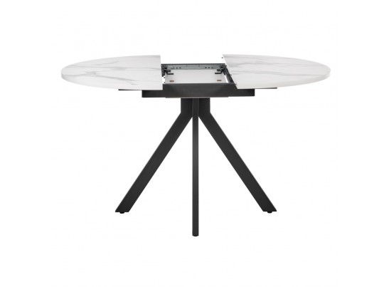 Стол Rudolf круглый раскладной 100-130x100x75см, белый мрамор, чёрный в Ростове-на-Дону