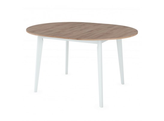 Стол Oslo круглый раскладной 110-140x110x76см, Дуб Навара, белый в Ростове-на-Дону