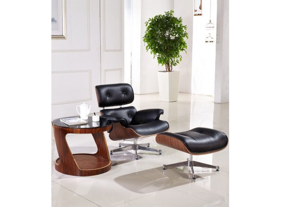 Кресло EAMES LOUNGE CHAIR и оттоманка EAMES LOUNGE CHAIR чёрные в Ростове-на-Дону