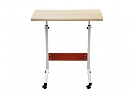 Стол многофункциональный на колесах, 60x40 см, «РОЛЛ», 2 ножки, регул.высота, мдф, металл, св. дерево, белый в Ростове-на-Дону