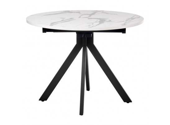 Стол Rudolf круглый раскладной 100-130x100x75см, белый мрамор, чёрный в Ростове-на-Дону