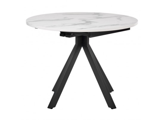 Стол Rudolf круглый раскладной 100-130x100x75см, белый мрамор, чёрный в Ростове-на-Дону