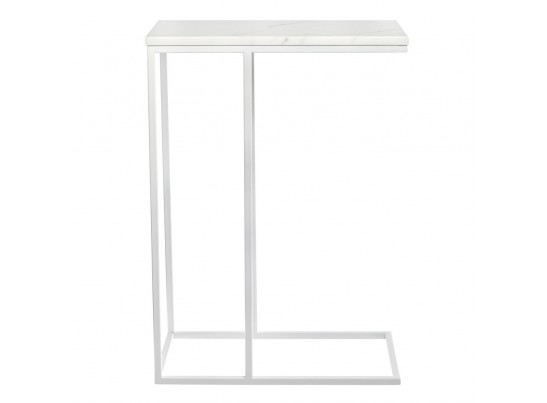 Придиванный столик Loft 50x30см, белый мрамор с белыми ножками в Ростове-на-Дону