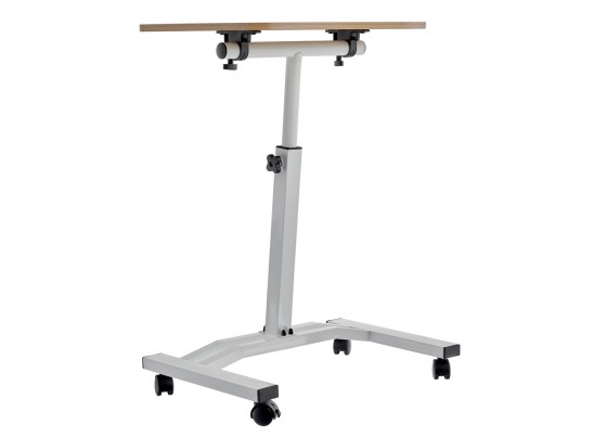 Стол многофункциональный на колёсах, 48x40 см, «РОЛЕТ», 1 ножка, регул.высота, мдф, металл, св. дерево, белый в Ростове-на-Дону