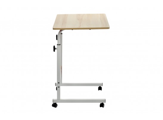Стол многофункциональный на колесах, 60x40 см, «РОЛЛ», 2 ножки, регул.высота, мдф, металл, св. дерево, белый в Ростове-на-Дону