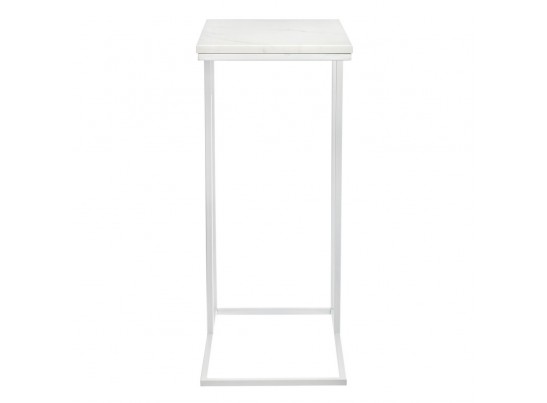 Придиванный столик Loft 50x30см, белый мрамор с белыми ножками в Ростове-на-Дону